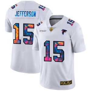 youth Atlanta Falcons #15 Van Jefferson Men's White Multi-Color 2020 NFL Crucial Catch Limited NFL Jersey