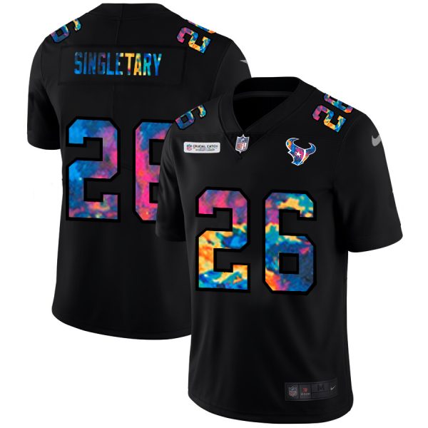 Houston Texans #26 Devin Singletary Men's Multi-Color Black 2020 NFL Crucial Catch Vapor Untouchable Limited Jersey