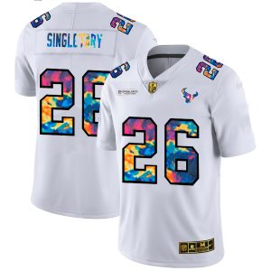 wholesale Houston Texans #26 Devin Singletary Men's White Multi-Color 2020 NFL Crucial Catch Limited NFL Jersey