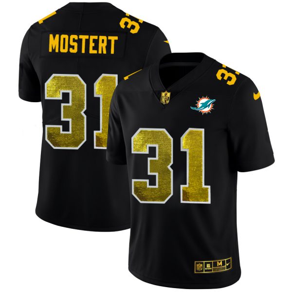 Miami Dolphins #31 Raheem Mostert Men's Black Golden Sequin Vapor Limited NFL Jersey