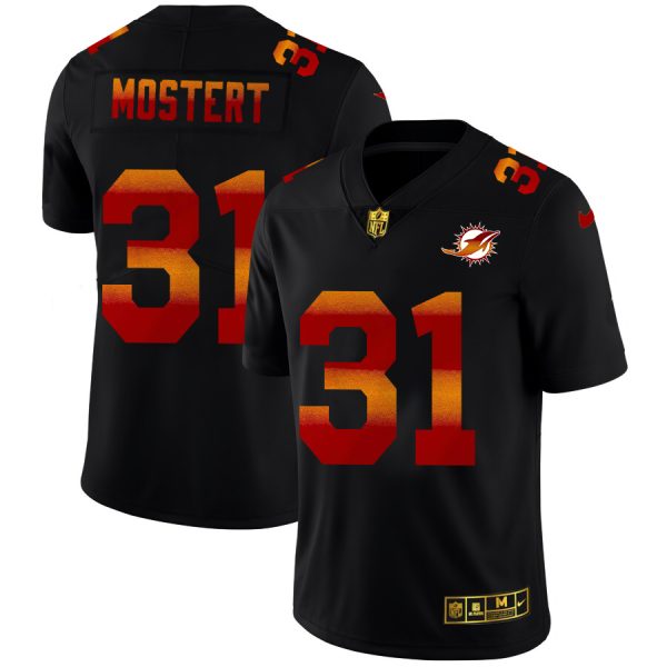 miami dolphins #31 raheem mostert men's black red orange stripe vapor limited nfl wholesale jersey