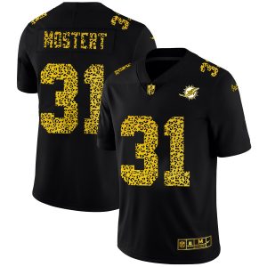 Miami Dolphins #31 Raheem Mostert Men's Leopard Print Fashion Vapor Limited NFL Jersey Black