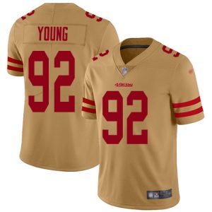 49ers #92 Chase Young Black Gold Youth Stitched NFL Limited Inverted Legend Jersey