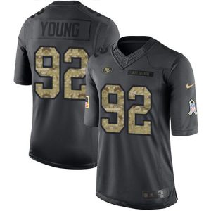 customized 49ers #92 Chase Young Black Youth Stitched NFL Limited 2016 Salute to Service Jersey