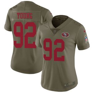 49ers #92 chase young olive women's stitched nfl limited 2017 salute to service personalized jersey