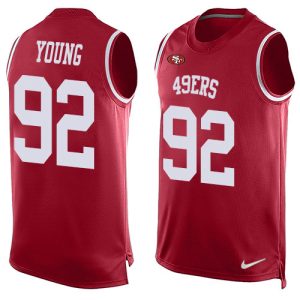 49ers #92 Chase Young Red Team Color Men's Stitched NFL Limited Tank Top Jersey