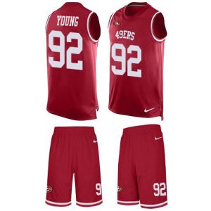 cheap 49ers #92 Chase Young Red Team Color Men's Stitched NFL Limited Tank Top Suit Jersey