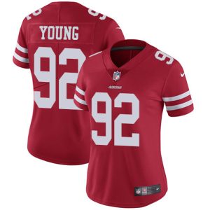 personalized 49ers #92 Chase Young Red Team Color Women's Stitched NFL Vapor Untouchable Limited Jersey