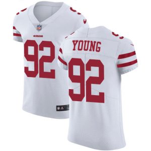 49ers #92 chase young white men's stitched nfl vapor untouchable elite personalized jersey