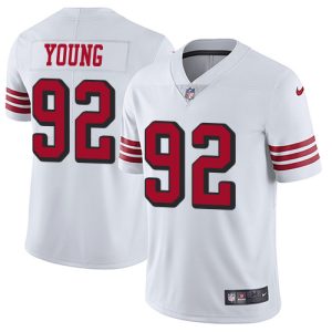 49ers #92 chase young white rush men's stitched nfl vapor untouchable limited wholesale jersey