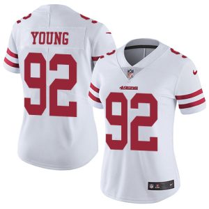 youth 49ers #92 Chase Young White Women's Stitched NFL 100th Season Vapor Limited Jersey