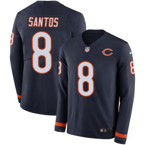 Bears #8 Cairo Santos Navy Blue Team Color Men's Stitched NFL Limited Therma Long Sleeve Jersey