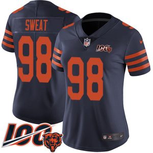 Bears #98 Montez Sweat Navy Blue Alternate Women's Stitched NFL 100th Season Vapor Limited Jersey