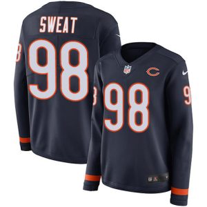 wholesale Bears #98 Montez Sweat Navy Blue Team Color Women's Stitched NFL Limited Therma Long Sleeve Jersey