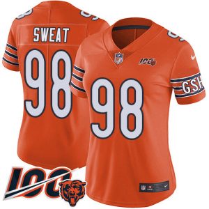 wholesale Bears #98 Montez Sweat Orange Women's Stitched NFL Limited Rush 100th Season Jersey