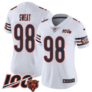 bears #98 montez sweat white alternate women's stitched nfl vapor untouchable limited 100th season wholesale jersey