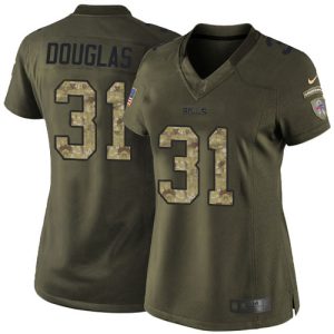 wholesale Bills #31 Rasul Douglas Green Stitched Women's NFL Limited 2015 Salute to Service Jersey