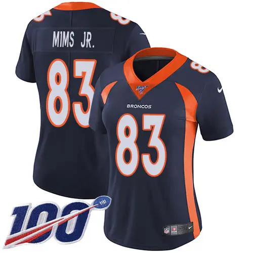 broncos #83 marvin mims jr. navy blue alternate women's stitched nfl 100th season vapor limited wholesale jersey
