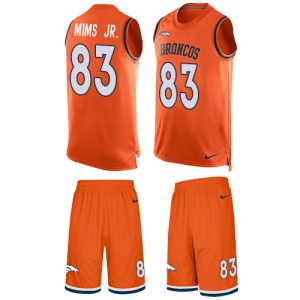 customized Broncos #83 Marvin Mims Jr. Orange Team Color Men's Stitched NFL Limited Tank Top Suit Jersey