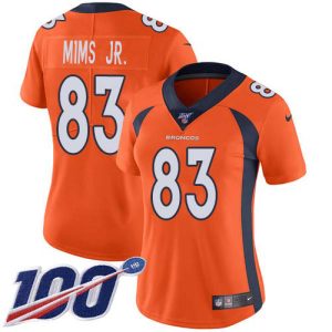 cheap Broncos #83 Marvin Mims Jr. Orange Team Color Women's Stitched NFL 100th Season Vapor Untouchable Limited Jersey