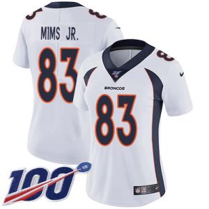 Broncos #83 Marvin Mims Jr. White Women's Stitched NFL 100th Season Vapor Untouchable Limited Jersey