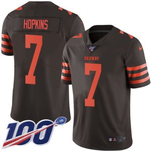 limited Browns #7 Dustin Hopkins Brown Men's Stitched NFL Limited Rush 100th Season Jersey