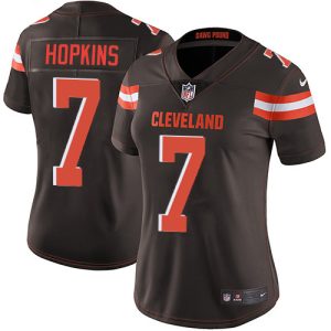 custom Browns #7 Dustin Hopkins Brown Team Color Women's Stitched NFL Vapor Untouchable Limited Jersey