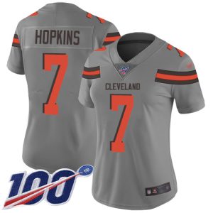 browns #7 dustin hopkins gray women's stitched nfl limited inverted legend 100th season wholesale jersey