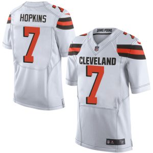 customized Browns #7 Dustin Hopkins White Men's Stitched NFL New Elite Jersey