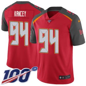 custom Buccaneers #94 Calijah Kancey Red Team Color Youth Stitched NFL 100th Season Vapor Untouchable Limited Jersey