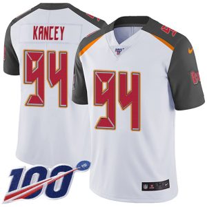 buccaneers #94 calijah kancey white men's stitched nfl 100th season vapor untouchable limited authentic jersey