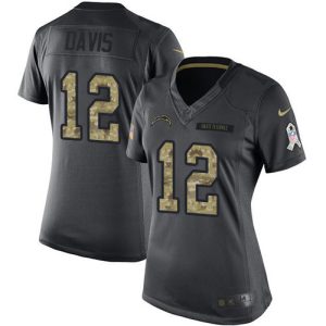 chargers #12 derius davis black women's stitched nfl limited 2016 salute to service elite jersey