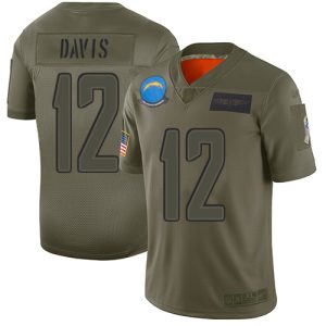 personalized Chargers #12 Derius Davis Camo Men's Stitched NFL Limited 2019 Salute To Service Jersey