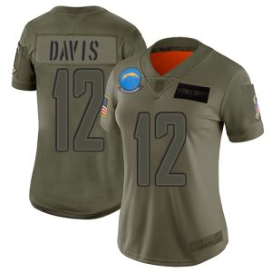 Chargers #12 Derius Davis Camo Women's Stitched NFL Limited 2019 Salute To Service Jersey