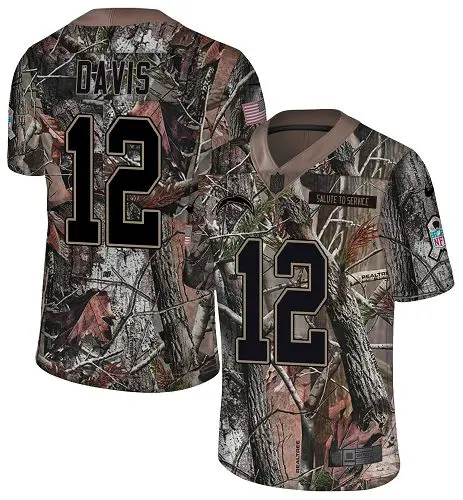 Chargers #12 Derius Davis Camo Youth Stitched NFL Limited Rush Realtree Jersey