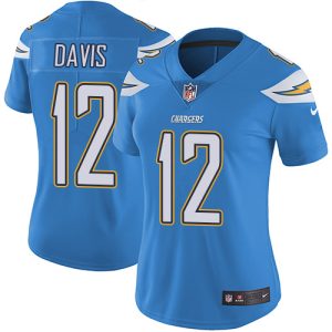 chargers #12 derius davis electric blue alternate women's stitched nfl vapor untouchable limited authentic jersey