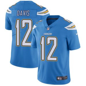 chargers #12 derius davis electric blue alternate youth stitched nfl vapor untouchable limited customized jersey