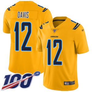 Chargers #12 Derius Davis Gold Men's Stitched NFL Limited Inverted Legend Jersey