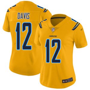 chargers #12 derius davis gold women's stitched nfl limited inverted legend replica jersey