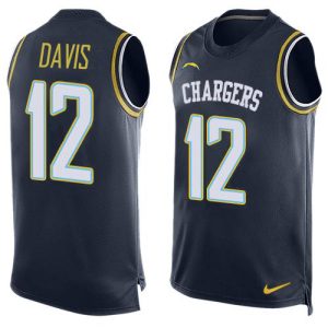 chargers #12 derius davis navy blue team color men's stitched nfl limited tank top cheap jersey