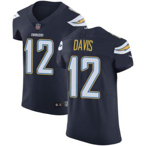 Chargers #12 Derius Davis Navy Blue Team Color Men's Stitched NFL Vapor Untouchable Elite Jersey