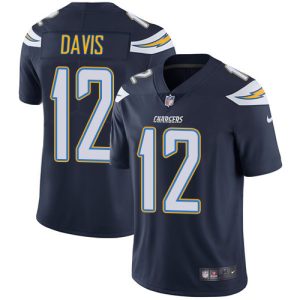 chargers #12 derius davis navy blue team color men's stitched nfl vapor untouchable limited wholesale jersey