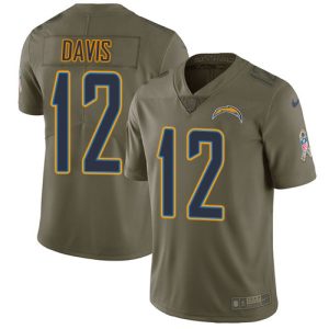 Chargers #12 Derius Davis Olive Men's Stitched NFL Limited 2017 Salute To Service Jersey