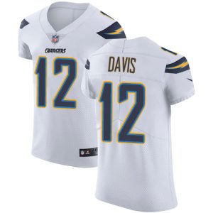 replica Chargers #12 Derius Davis White Men's Stitched NFL Vapor Untouchable Elite Jersey