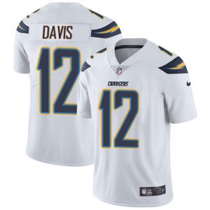 personalized Chargers #12 Derius Davis White Men's Stitched NFL Vapor Untouchable Limited Jersey