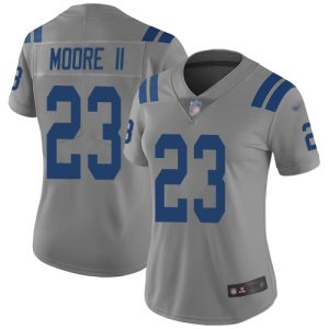 customized Colts #23 Kenny Moore II Gray Women's Stitched NFL Limited Inverted Legend Jersey