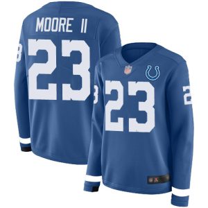 colts #23 kenny moore ii royal blue team color women's stitched nfl limited therma long sleeve wholesale jersey