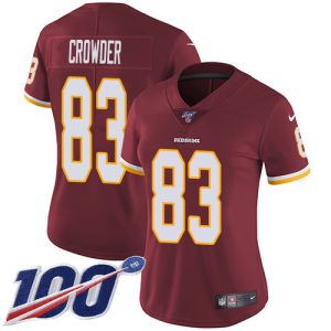 Commanders #83 Jamison Crowder Burgundy Red Team Color Women's Stitched NFL 100th Season Vapor Limited Jersey