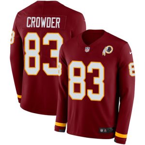 commanders #83 jamison crowder burgundy red team color youth stitched nfl limited therma long sleeve customized jersey