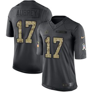 Cowboys #17 Brandon Aubrey Black Men's Stitched NFL Limited 2016 Salute to Service Jersey